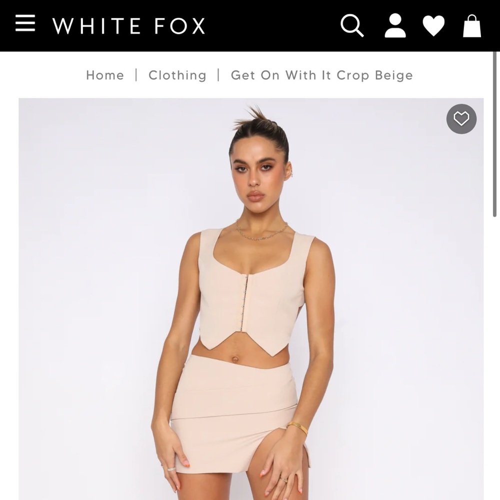 Get On With It Crop in Beige & Time Of Your Life Mini Skirt in beige.